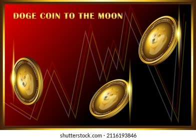 Doge coin cryptocurrency trading banner illustration, vector eps 10 svg