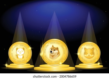Doge coins, crypto meme with shiba inu and baby doge. vector eps10 svg