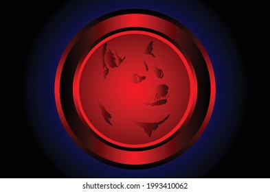 Doge coins, doge to the moon, soge coin button with red metal colour. shiba inu, sign and symbol doge meme. for web, sign, advertising, etc. vector eps10