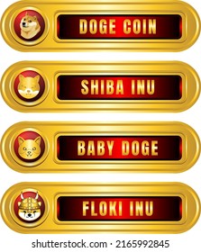 Doge Meme Cryptocurrency Luxury Golden Button Set