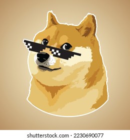 Doge meme dog with thug life Glasses vector illustration
