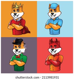 Doge NFT artworks. collection set with backgrounds. Custom Doge vector illustration