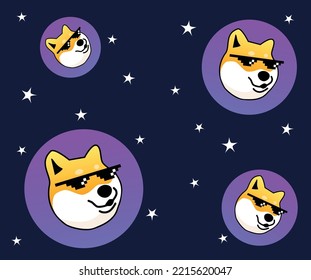 DOgechain coin in space crypto currency vector illustration