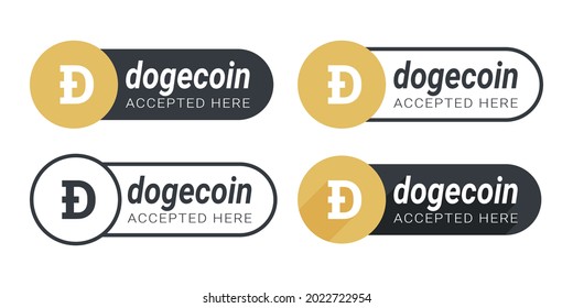 Dogecoin Accepted Here Icons. Payments are Accepted on Online Store. Pay with Dogecoin Button. Vector illustration
