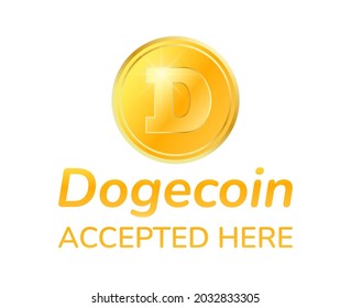 Dogecoin ist hier Zeichen, Text akzeptiert. DOGE. Kryptowährungssymbol, Abbildung. Dogecoin-Kryptowährung einzeln auf weißem Hintergrund. Vektorgrafik für Web, Apps, Infografiken, Banner usw.