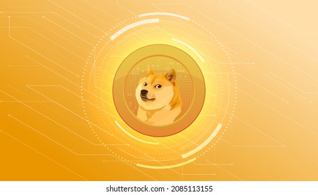 Dogecoin banner. DOGE cryptocurrency concept banner background.