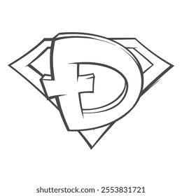 Dogecoin Chest Linear Badge For Coloring. Vector illustration