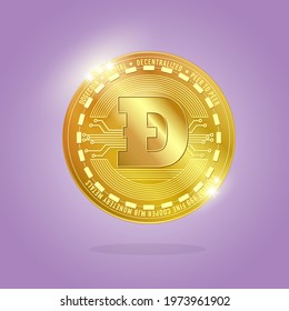 Dogecoin coin isolated on pink background. Cryptocurrency svg