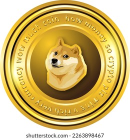 Dogecoin cryptocurrency gold coin symbol 