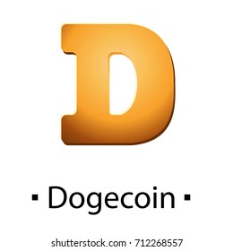 Dogecoin cryptocurrency golden icon. Vector illustration isolated on white background.