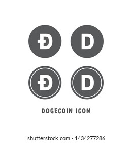 Dogecoin cryptocurrency icon simple silhouette flat style vector illustration on white background.