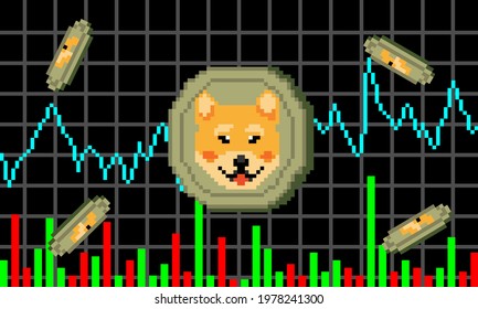 Dogecoin cryptocurrency isolated on graph background. vector illustration