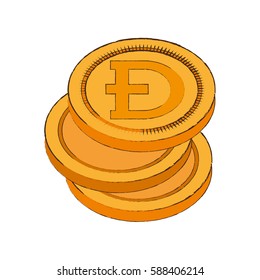 dogecoin cryptocurrency stack icon vector illustration eps 10