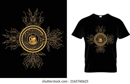 Dogecoin .Cryptocurrency T Shirt Design Template.