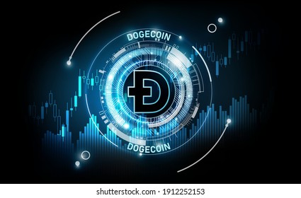 Dogecoin digital currency, futuristic digital money on financial chart, Doge, Dogecoin technology abstract background concept, vector illustration svg