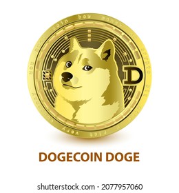 Dogecoin DOGE 3D Vector illustration Silver golden on white background. Coins cryptocurrency blockchain (crypto currency) digital currency, alternative currency. Future currency replacement technology svg