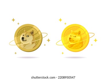 Dogecoin (DOGE) coin flat icon isolated on white background.