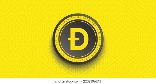 Dogecoin (DOGE) crypto coin token vector illustration. Virtual currency symbol banner and background svg