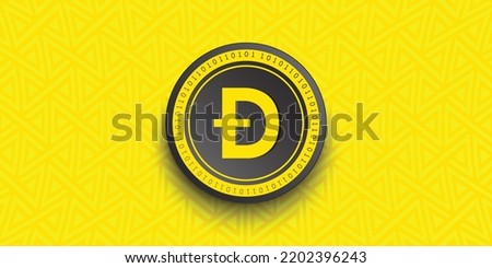 Dogecoin (DOGE) crypto coin token vector illustration. Virtual currency symbol banner and background