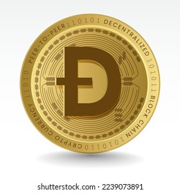 Dogecoin (DOGE) Crypto currency godlen coin vector