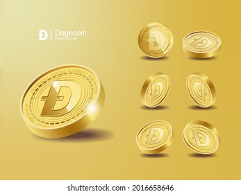 Dogecoin DOGE Cryptocurrency Coins. Perspective Illustration about Crypto Coins. svg
