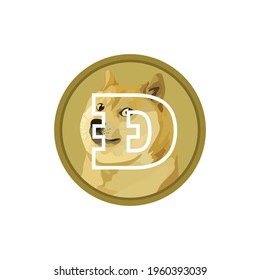 Dogecoin (DOGE) cryptocurrency icon isolated on white background. Digital currency.