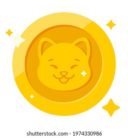 Dogecoin DOGE cryptocurrency isolated on white background, Face of the Shiba Inu dog on coin, Symbol digital currency, Vector illustration