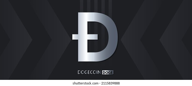 DogeCoin DOGE Cryptocurrency symbol vector illustration. Block chain based technology background with crypto logo design. 