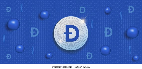 Dogecoin DOGE criptodivisa símbolo vector ilustración banner y plantilla de fondo