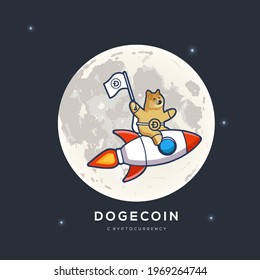 dogecoin going to the moon, cryptocurrency market, shiba inu meme, original vector illustration svg
