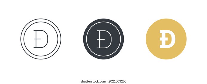 Dogecoin icon concept. Cryptocurrency logo variations. Digital cryptographic currency dogecoin. Vector illustration