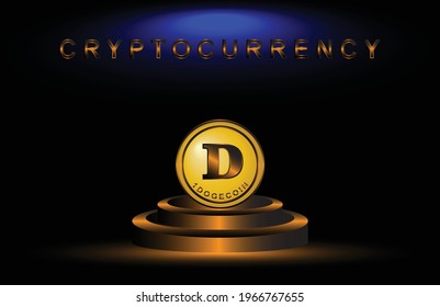 Dogecoin icon, DOGE cryptocurrency means of payment in the future financial sector with dark background