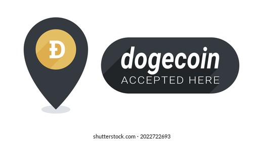 Dogecoin Icons. Sticker or badge Dogecoin accepted. Pay with Dogecoin Button. Vector illustration