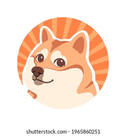 Dogecoin sign design of vector. Shiba dog.