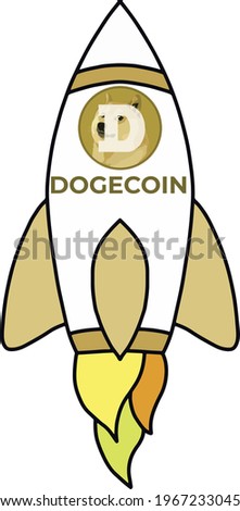 The Dogecoin symbol in a drawing of a rocket.