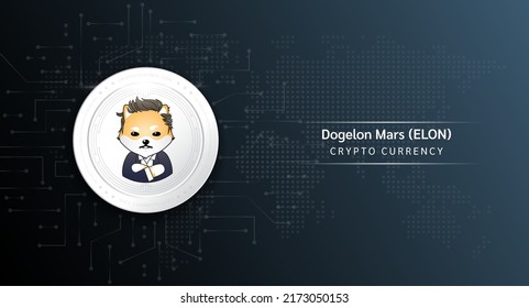 Dogelon Mars coin cryptocurrency token symbol. Crypto currency with stock market investment trading. Coin icon on dark background. Economic trends finance concept. 3D Vector illustration. svg