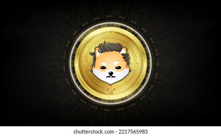 Dogelon Mars coin golden token cryptocurrency. Future currency on blockchain stock market digital. Crypto currencies on black background vector EPS10. svg