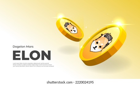 Dogelon Mars (ELON) coin cryptocurrency concept banner background. svg