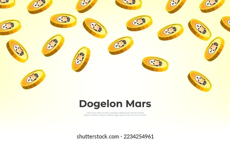 Dogelon Mars (ELON) coin falling from the sky. ELON cryptocurrency concept banner background. svg
