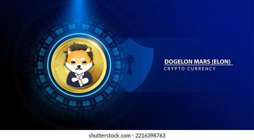 Dogelon Mars (ELON) coin gold.  3D Vector illustration. Cryptocurrency blockchain. Future digital (crypto currency) currency replacement technology concept. On blue background. svg