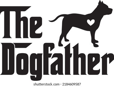 The Dogfather Pitbull 5 Dog Vector File svg
