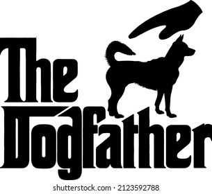 El Dogfather envía un texto a un compañero de perro. Vector de diseño de camisetas.