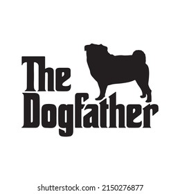 Texto Dogfather Con Una Ilustración Del Vector De Diseño De Perro