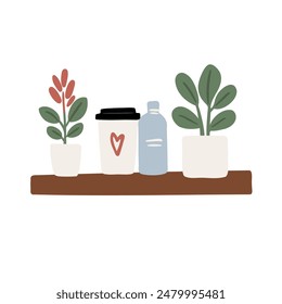Dog-Friendly Coffee Shop Interiors and Exteriors. 
Background images of cafe with cozy seating and tables, lush potted plants. Beanery scenes with facade and patio seating. Flat vector illustration.