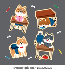 Doggie back to school - Vector illustration