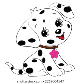 doggie dalmatian dog white black
this illustration is made of lines only, the color of the dog pops out from the background. If you want a dog color independent of the background, see my other posts.