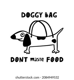 Doggy Bag, Dont Waste Food. Restaurant No Waste Ecology Concept. 