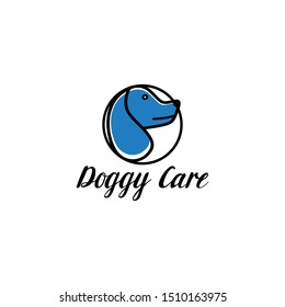 doggy care logo. dog head cartoon logo. pet shop logo