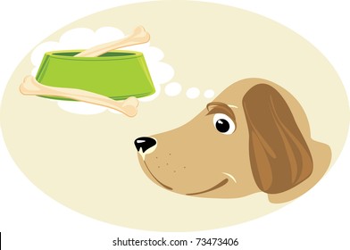 Doggy dreams about a meal. Vector