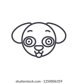 Doggy Emoji concept line editable vector, concept icon. Doggy Emoji concept linear emotion illustration
